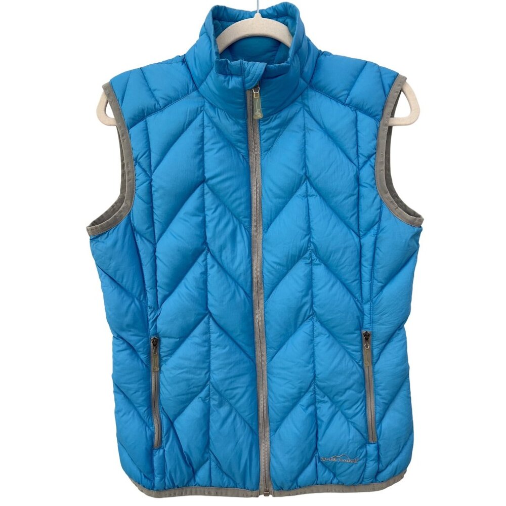 Eddie Bauer 800 Fill Power Full Zip Puffer Vest Women S Blue Outdoor Winter Warm